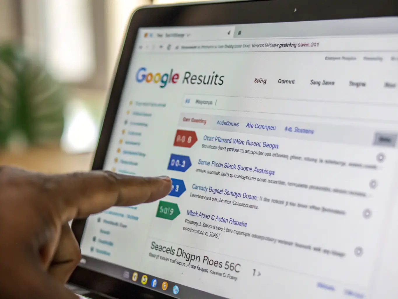 An image of a search engine results page with a highlighted top-ranking website, emphasizing SEO success.