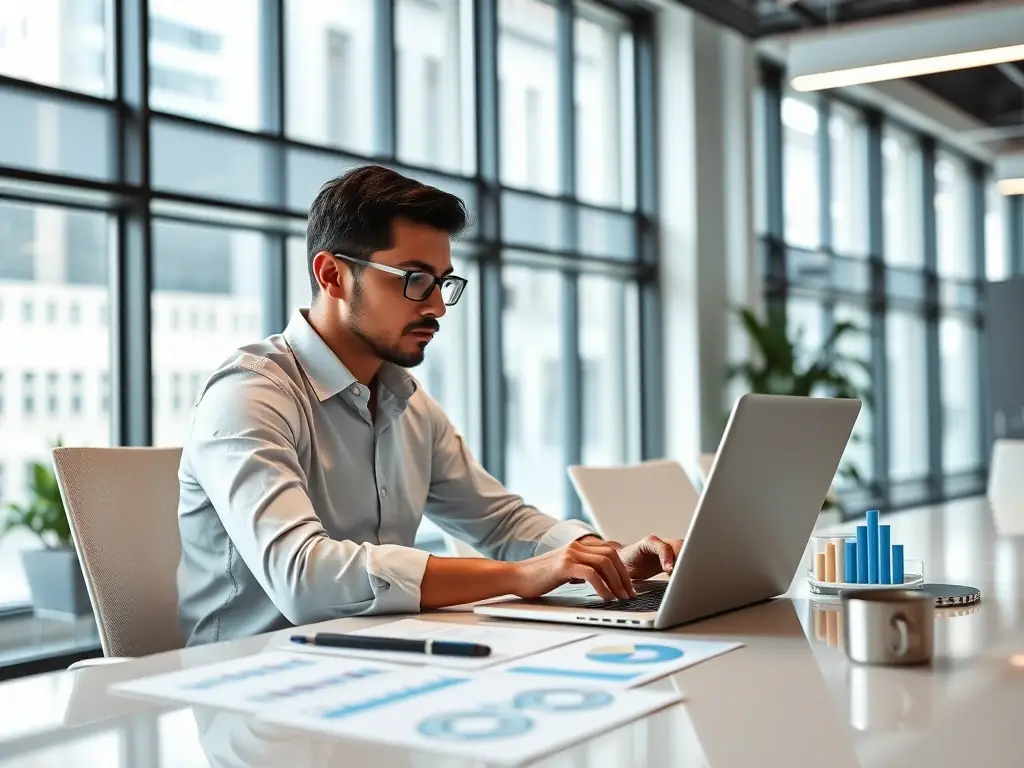 A graphic illustrating SEO optimization techniques, such as keyword research, on-page optimization, and link building, to improve search engine rankings.