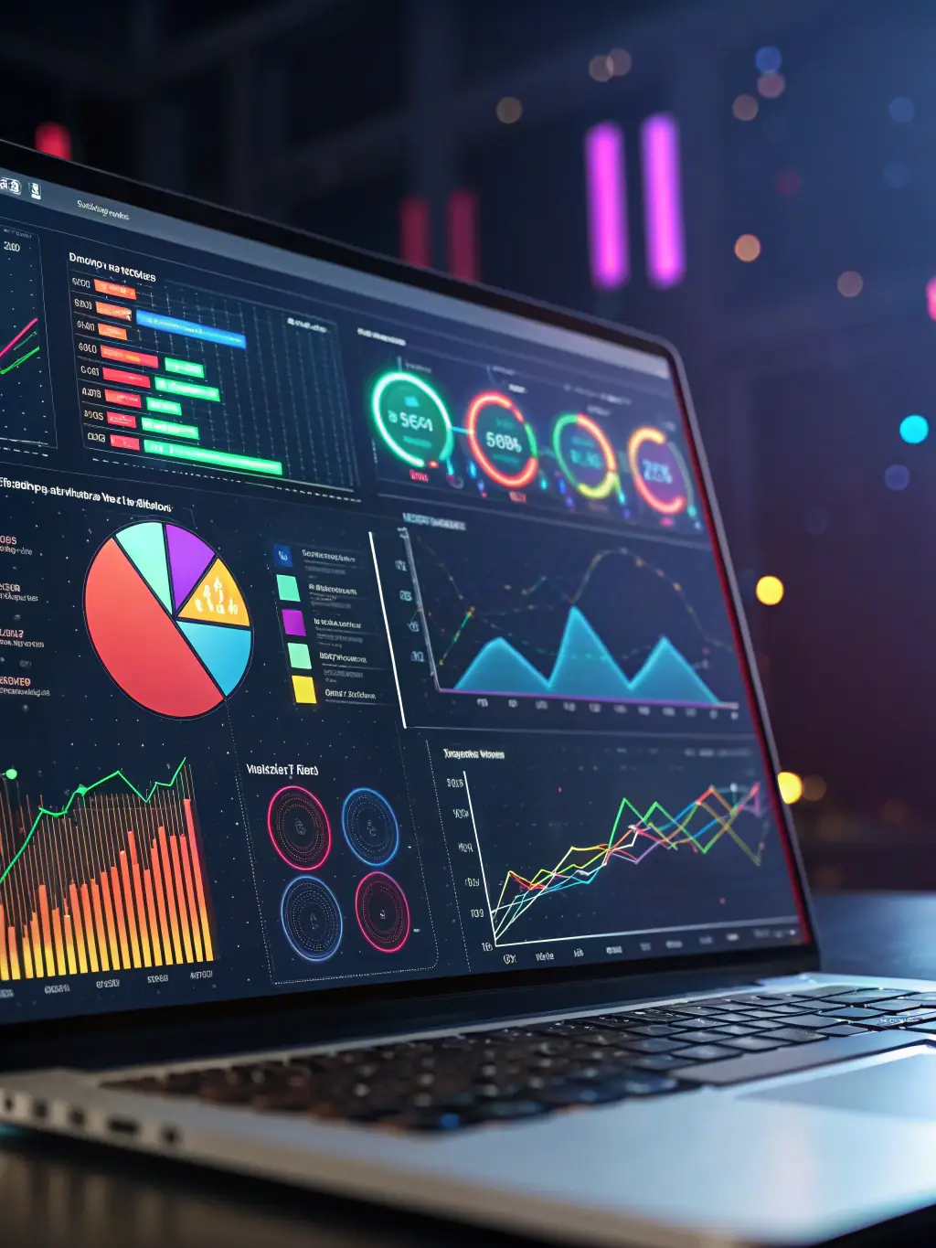 A visual representation of data analytics dashboards, showcasing improved efficiency and decision-making through AI insights for Pug Digital.