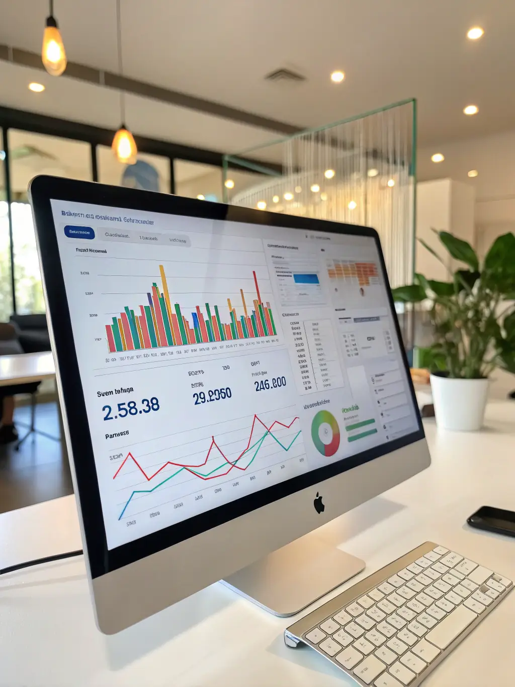 An image of a virtual assistant managing multiple tasks on a digital dashboard, with various business applications integrated, showcasing seamless automation.