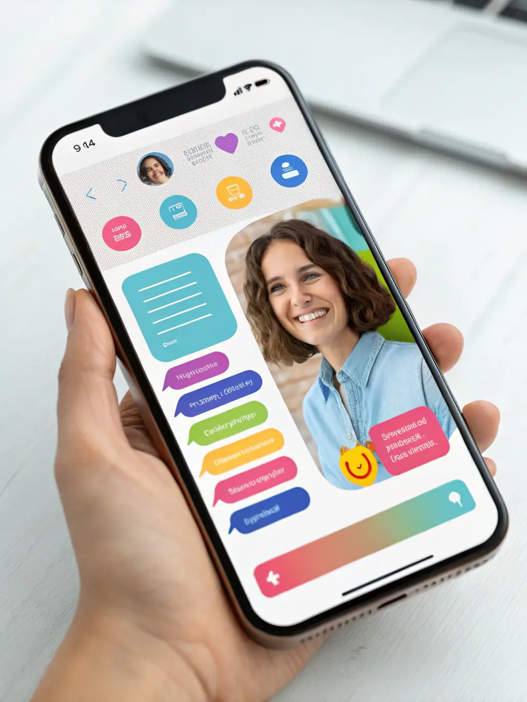 An AI chatbot interface on a mobile device, interacting with a customer and providing instant support, showcasing AI automation.