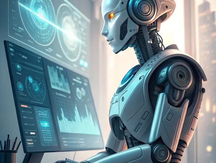 AI robot automating repetitive business tasks and workflows